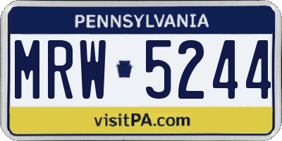 PA license plate MRW5244