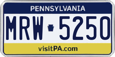 PA license plate MRW5250