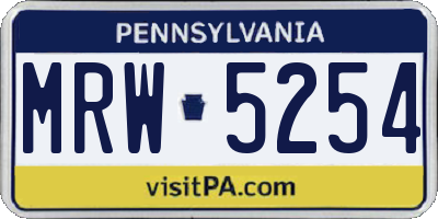 PA license plate MRW5254