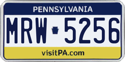 PA license plate MRW5256