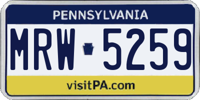PA license plate MRW5259