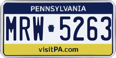 PA license plate MRW5263
