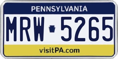 PA license plate MRW5265