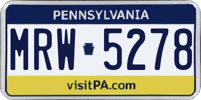 PA license plate MRW5278