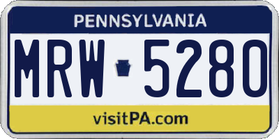 PA license plate MRW5280