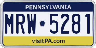 PA license plate MRW5281