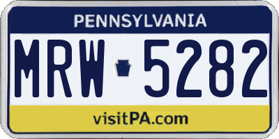 PA license plate MRW5282