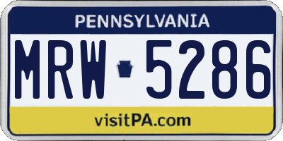 PA license plate MRW5286