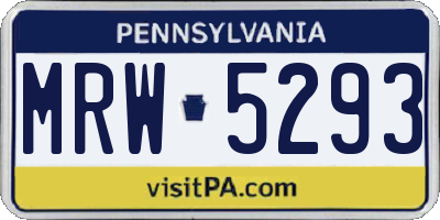 PA license plate MRW5293