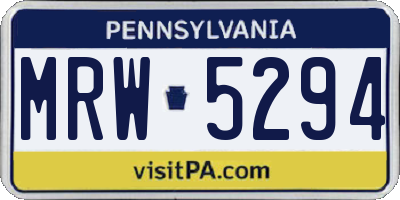 PA license plate MRW5294