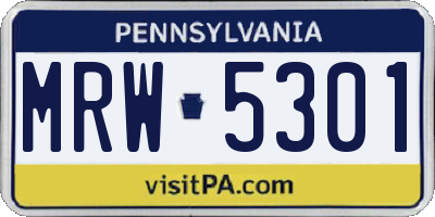 PA license plate MRW5301