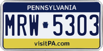 PA license plate MRW5303