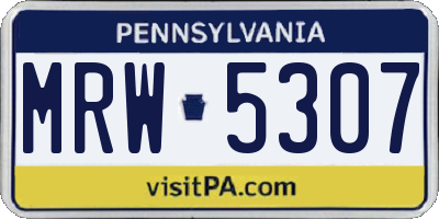 PA license plate MRW5307