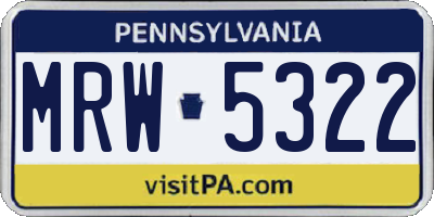 PA license plate MRW5322