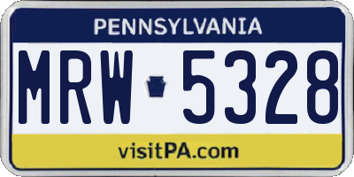 PA license plate MRW5328