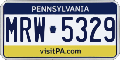 PA license plate MRW5329