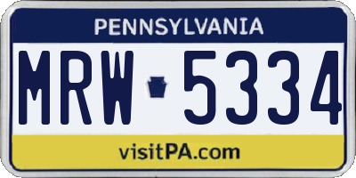 PA license plate MRW5334