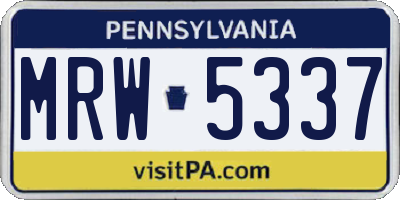 PA license plate MRW5337