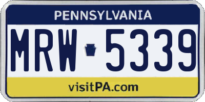 PA license plate MRW5339