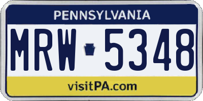 PA license plate MRW5348