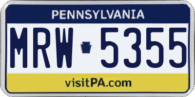PA license plate MRW5355