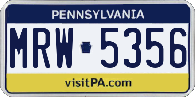 PA license plate MRW5356