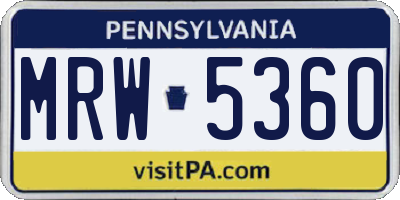 PA license plate MRW5360