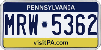 PA license plate MRW5362