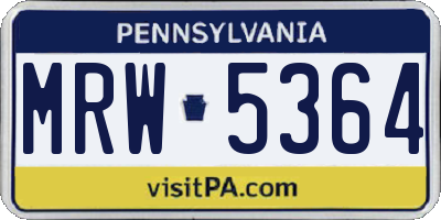 PA license plate MRW5364