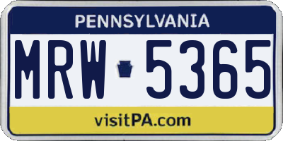 PA license plate MRW5365