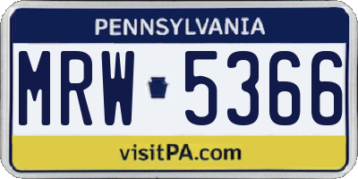 PA license plate MRW5366