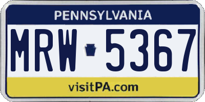 PA license plate MRW5367