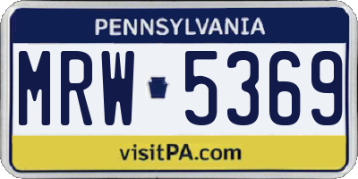 PA license plate MRW5369