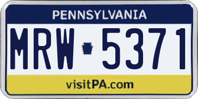 PA license plate MRW5371