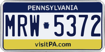PA license plate MRW5372