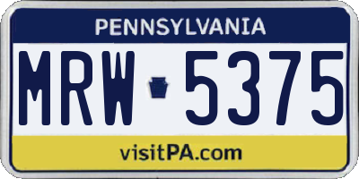 PA license plate MRW5375