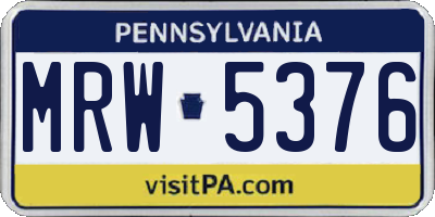 PA license plate MRW5376