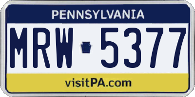 PA license plate MRW5377