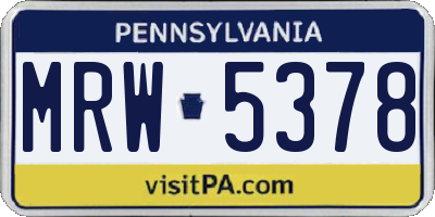 PA license plate MRW5378