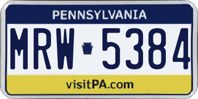 PA license plate MRW5384