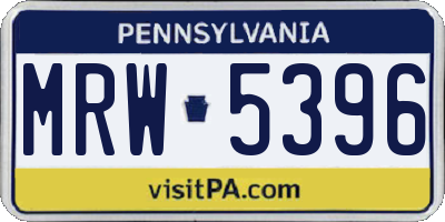PA license plate MRW5396