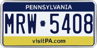 PA license plate MRW5408