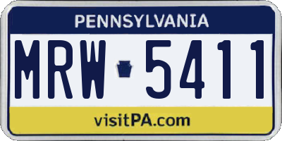 PA license plate MRW5411