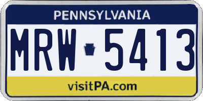 PA license plate MRW5413