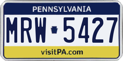 PA license plate MRW5427