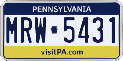 PA license plate MRW5431