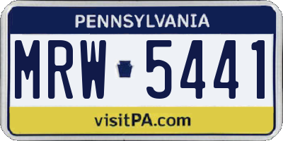PA license plate MRW5441