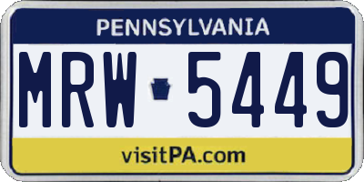 PA license plate MRW5449