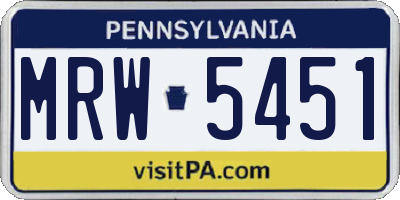 PA license plate MRW5451