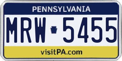 PA license plate MRW5455